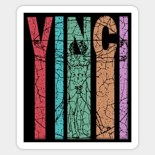 Vitruvian Man by Da Vinci - Retro Letters - Pastel Vintage Sticker